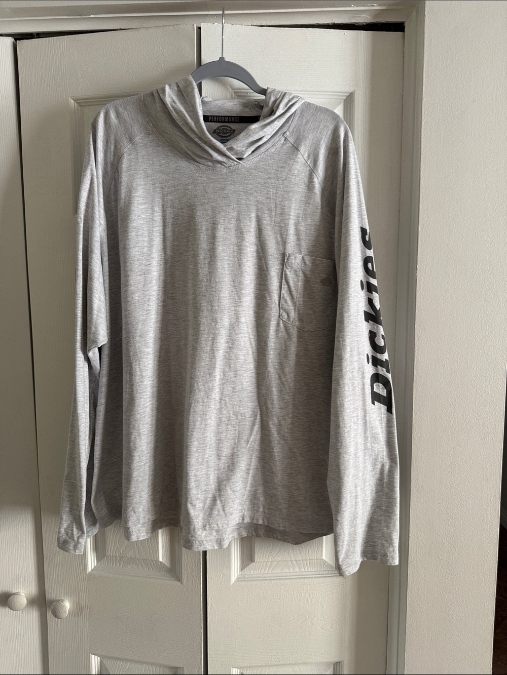 Dickies Men's Crewneck Long-Sleeve Sweater in Light Gray with Sleeve Logo